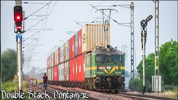 Tallest Train of India || WAG9 on High Rise Pantagraph With Double Stack Container Indian Railways