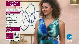 Nina Leonard Sleeveless Empire Waist Tie Dye Dress