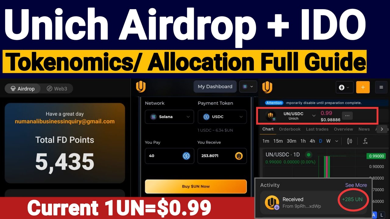 Unich Airdrop FD Point Convert to UN Token!! | Unich Tokenomics, Vesting and IDO Step-By-Step Guide
