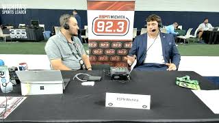 KU Offensive Lineman Calvin Clements with ESPN Wichita's Pat Strathman at Big 12 Media Days