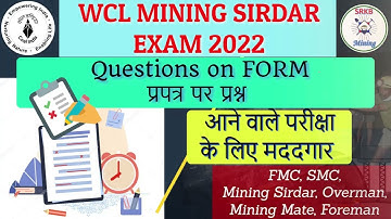 MCQ MINING FORMS & Descriptions | DGMS FMC & SMC EXAM | WCL Mining Sirdar Exam 2022 SRKB MINING🔥⛏🏗