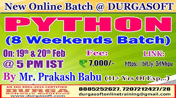 PYTHON (8 Weekends Batch) Online Training @ DURGASOFT