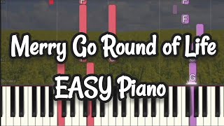 Merry Go Round of Life -  Joe Hisaishi | Howl's Moving Castle (Simple Piano Pop Songs) Sheet