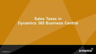 sales taxes in dynamics 365 business central