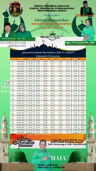 Jadwal Buka Puasa & Imsakiyah Ramadhan 1443 H / 2022 M untuk Wilayah Karawang dan Sekitarnya