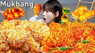 Sub)Real Mukbang- Spicy Chicken 🔥 Honey Butter Chicken 🍗 Tteokbokki 🌶 KOREAN FOOD ASMR