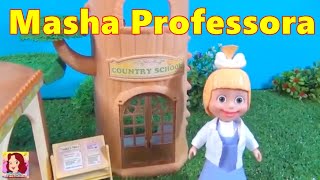 Dia de aula com a professora Masha, ônibus escolar sylvanian family e clínica da doutora Masha!