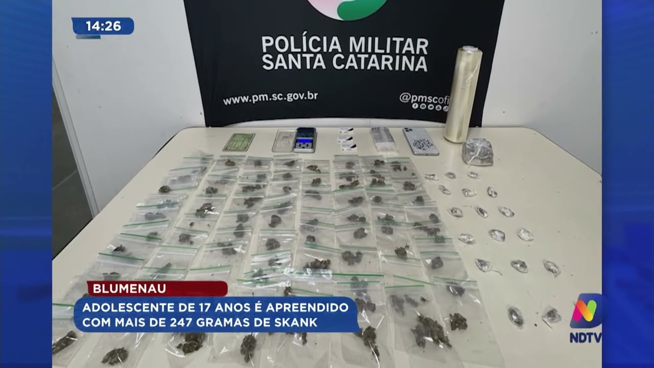 Adolescente de 17 anos é apreendido com mais de 247 gramas de skank