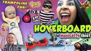 HOVERBOARD 1st TIMER w  Mom & Uncle Crusher Trampoline Fun Musical ly Thief FUNnel V Fam Vlog