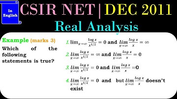 CSIR NET MATHEMATICS | Real Analysis | Simplest Example L’Hospital Rule DEC 2011