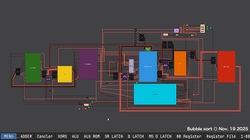 Bubble sort (using 8 numbers, sorted from smallest to largest) ran successfully and stably