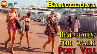 ?? BARCELONA (SPAIN) ?️ Barceloneta Best Beach Walk Tour 4K || Port Vell