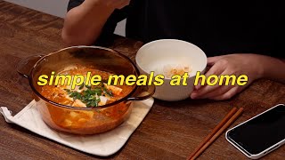 vlog / simple meals at home, kimchi stew, oyakodon, curry chicken, egg mayo sando, sliced fish soup