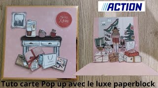 Tuto Carte pop up escaliers facile à réaliser avec le luxe paperblock #scrap #scrapbooking #noel 