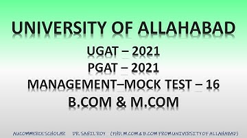 MANAGEMENT MCQ PART 16 | UGAT PGAT 2021 |  B.COM - M.COM UNIVERSITY OF ALLAHABAD