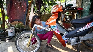 Genius Girl manufacturing and improved the world's strangest HonDa 110 motorbike.