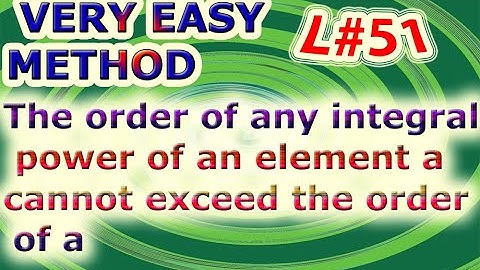 GROUP THEORY BSc L#51 / The order of any integral power of an element ‘’a’’ cannot exceed the order