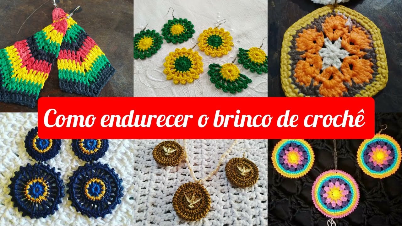 COMO ENDURECER BRINCOS DE CROCHÊ  #crochetearrings  #marcialobocroche