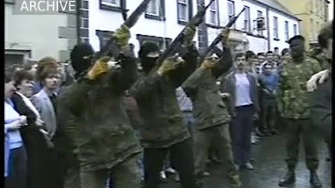 IRA clash with Garda at the funeral of IRA man James 'The Executioner' Lynagh, Monaghan, May 1987,