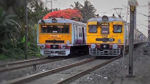 Different Types Single & Twin Wind-Shield Faced Conventional EMU Local Trains Crossing | ER