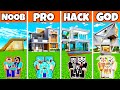 minecraft battle : prime dream house build challenge - noob vs pro vs hacker vs god