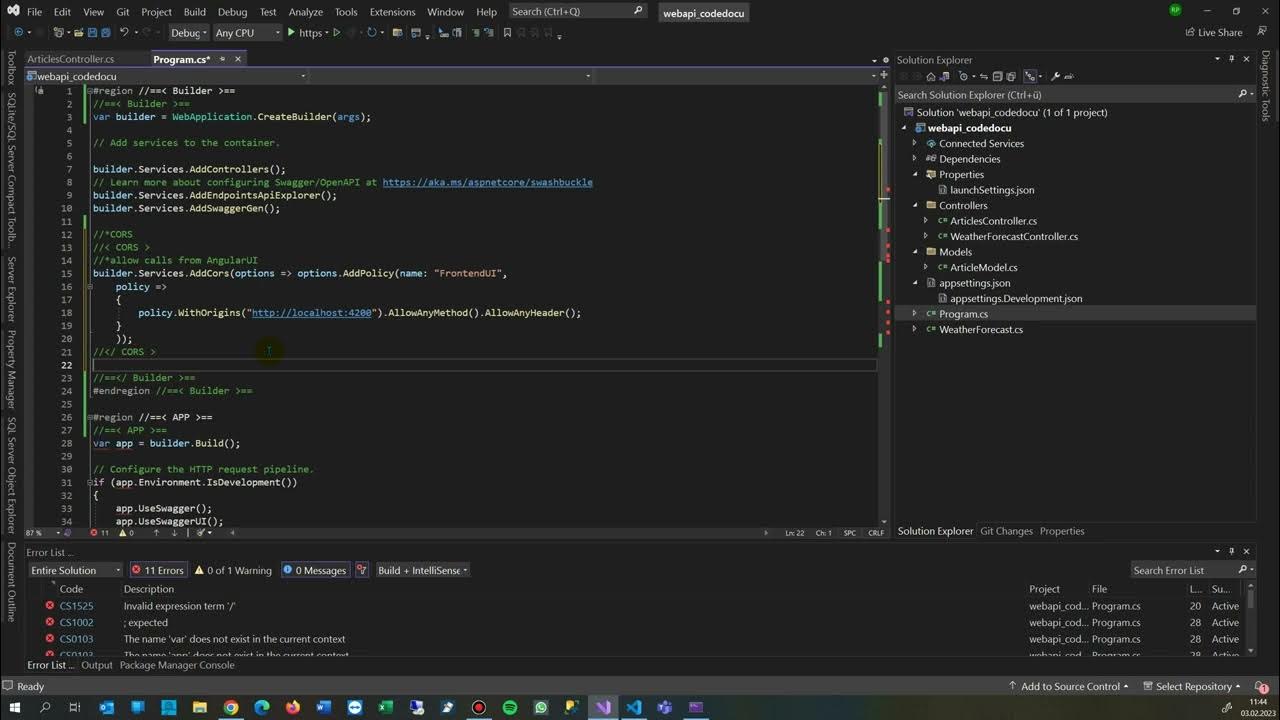 Solve cors in angular to web api in asp c net6 youtube