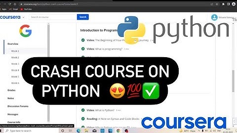 Crash course on python on Coursera. Week 1 to week 6 all answers. Get certificate within minutes.