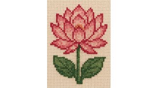 Beautiful Lotus Flower Cross Stitch Pattern | Easy Hand Embroidery Tutorial