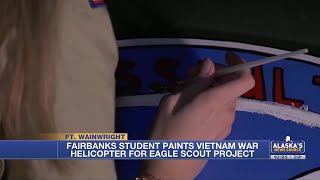 Fairbanks student gives Vietnam War helicopter a makeover for Eagle Scout project