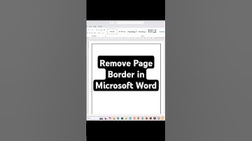 Remove Page Border in Microsoft Word