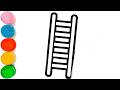 How To Draw a 3D Ladder Drawing | Easy Ladder Drawing for Kids | Rainbow Ladder Drawing Step by Step