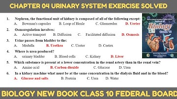 Class 10 Unit 04 Urinary System Exercise MCQs & Short Qs|| Federal Board New Book NBF 2025 Biology