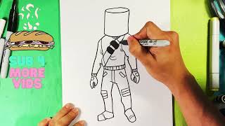 EASY How to Draw FORTNITE - Marshmellow Full Body