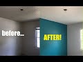 Popcorn Ceiling Removal, Patching, Priming, and Painting! Room Renovation!