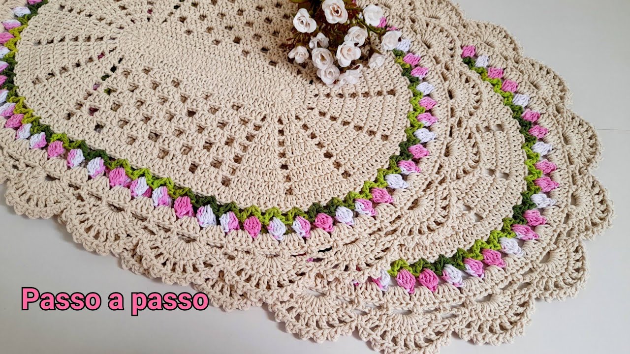 🌸PASSO A PASSO: TAPETE JU MODIFICADO / TAPETE JU / TAPETE COM TULIPAS