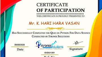 National Level E-Quiz on "Python for Data Science"