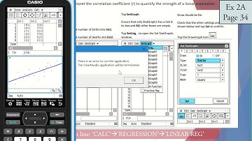 Classpad for scatter plots and linear regression
