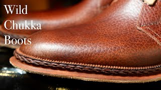 Subtitled | Making wild grained leather chukka boots | Welt stitching | Decorative Norwegian Welted