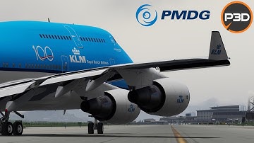 [P3D V5] PMDG 747 II Update landing @ Taxi2Gate VHHH v2 + Active Sky (4K)
