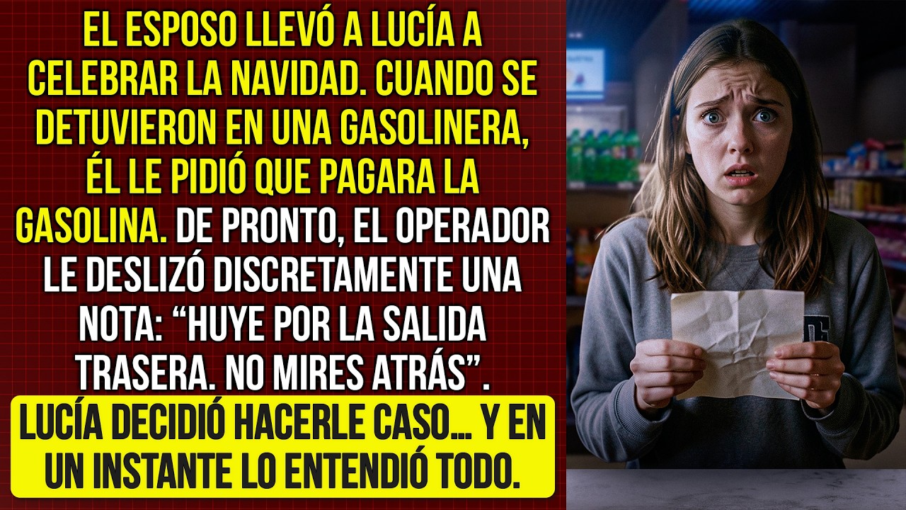 El esposo llevó a Lucía de viaje; en la gasolinera, un empleado le dio una nota: «Huye».