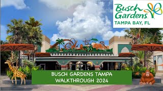 🎡🎢 Busch Gardens 2024 Tampa Florida Walkthrough 4k |  🦒Tour caminando por Busch Gardens Tampa🦧