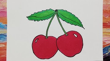How To Draw Cherries Easy Drawings 🍒🍒| Cherry Drawing Tutorial | Fruit Drawing & Painting