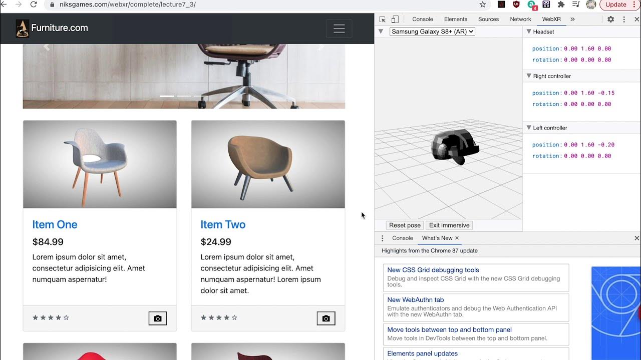 Webxr compatible browser