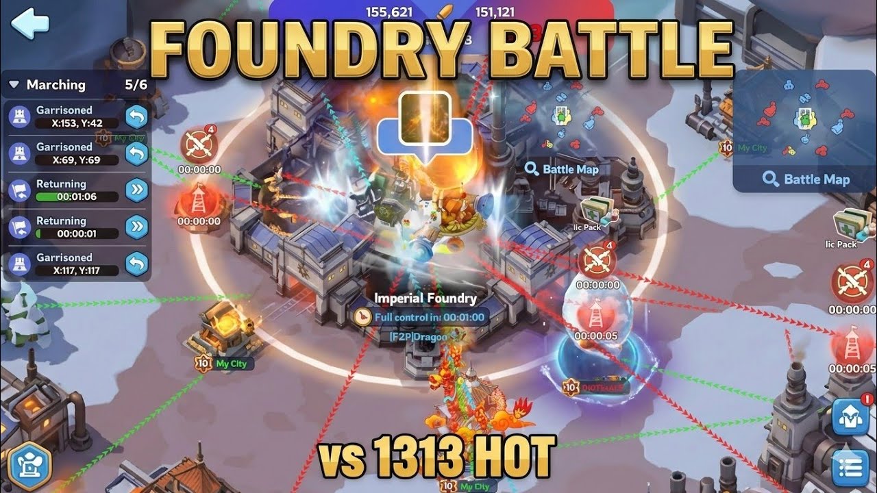 Massive Foundry Battle vs #1 Neighboring Alliance 1346 F2P vs 1313 HOT