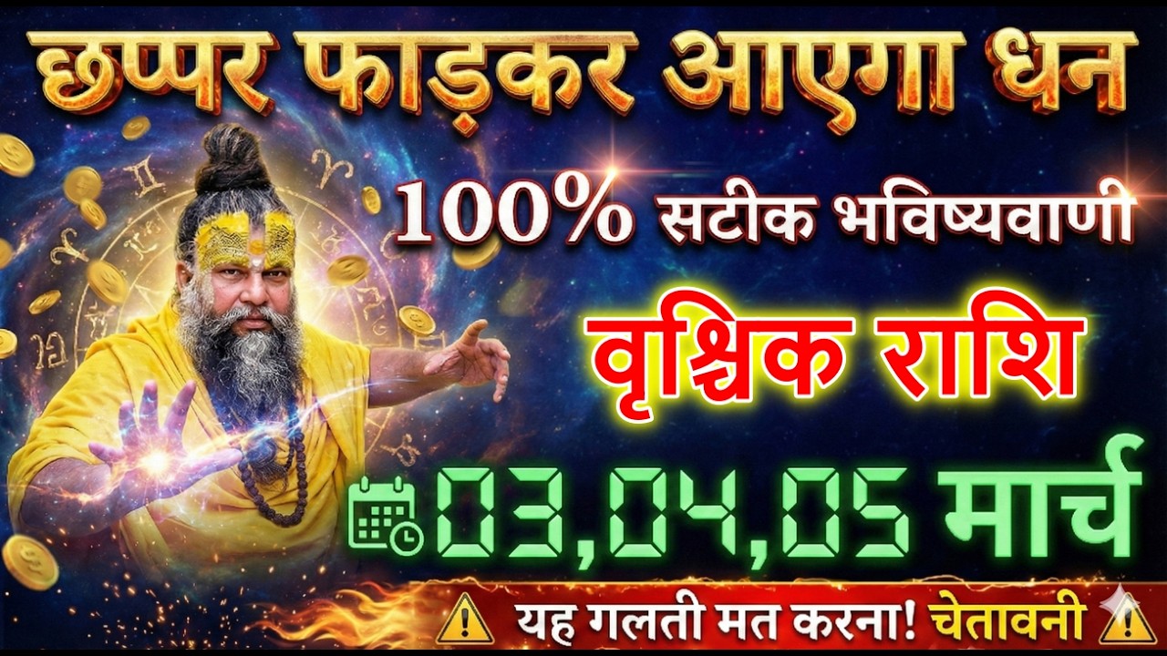 वृश्चिक राशि 3,4,5 मार्च छप्पर फाड़कर आएगा धन होली से पहले यह गलती मत करना! चेतावनी?