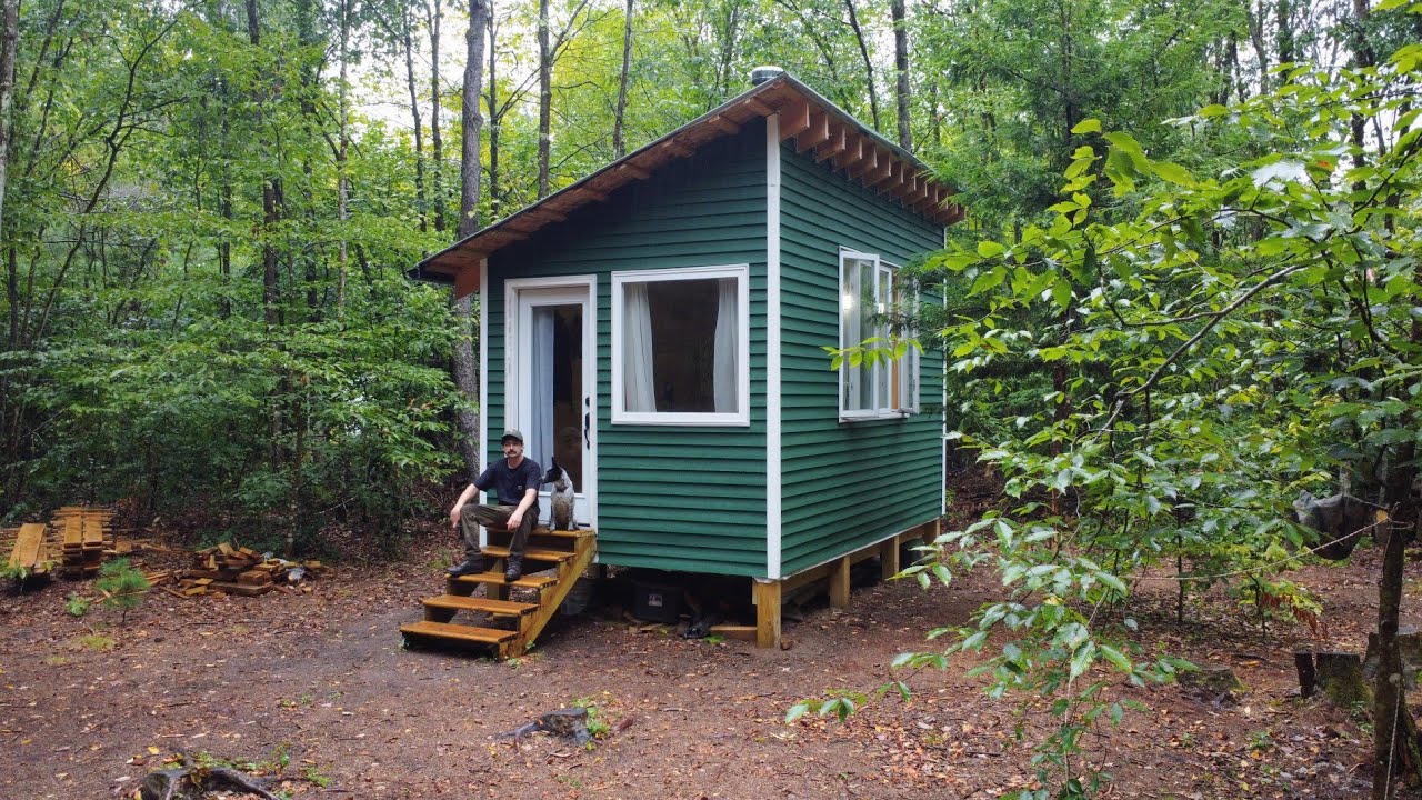 Man + Dog | Off-Grid Tiny Cabin Rainstorm 