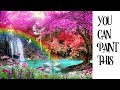 Step by step Rainbow Magical Fantasy Waterfall Acrylic tutorial | TheArtSherpa