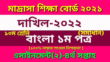 Dakhil 2022 Class 10 Bangla Assignment Solution 4th Week||দাখিল ১০ম শ্রেণি বাংলা  ৪র্থ সপ্তাহ সমাধান