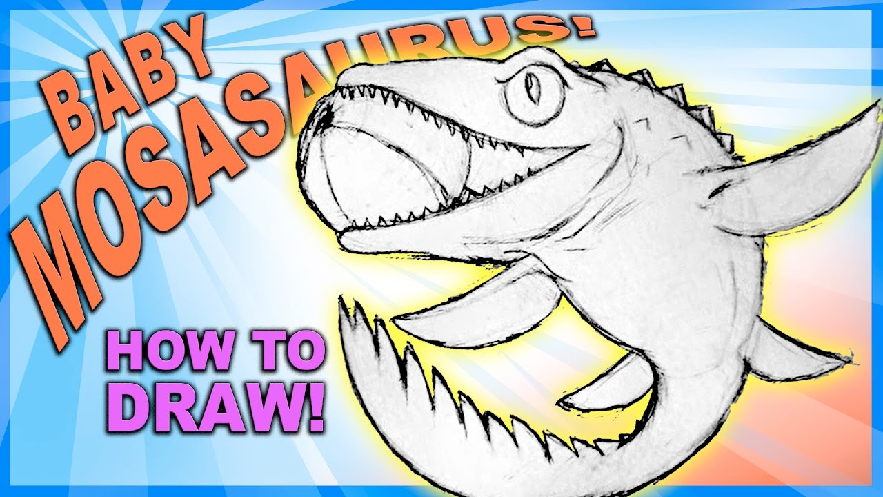 How To Draw a Cute Baby Mosasaurus From Jurassic World for Beginners