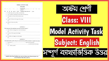 Model Activity Task With Answer2021#English  Class 8 #English model actiy Task 8# Learn New forever